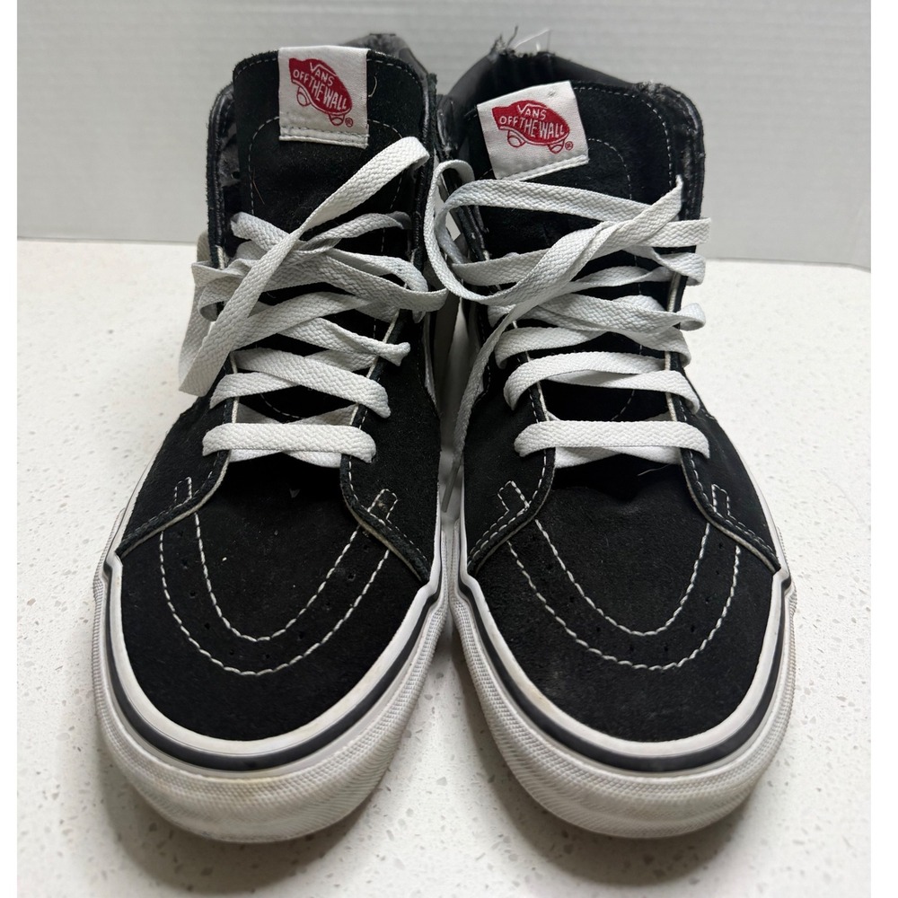 Vans Sk8-Hi Black White Suede Canvas High Top Skate Shoes Mens 9 Womens 10.5